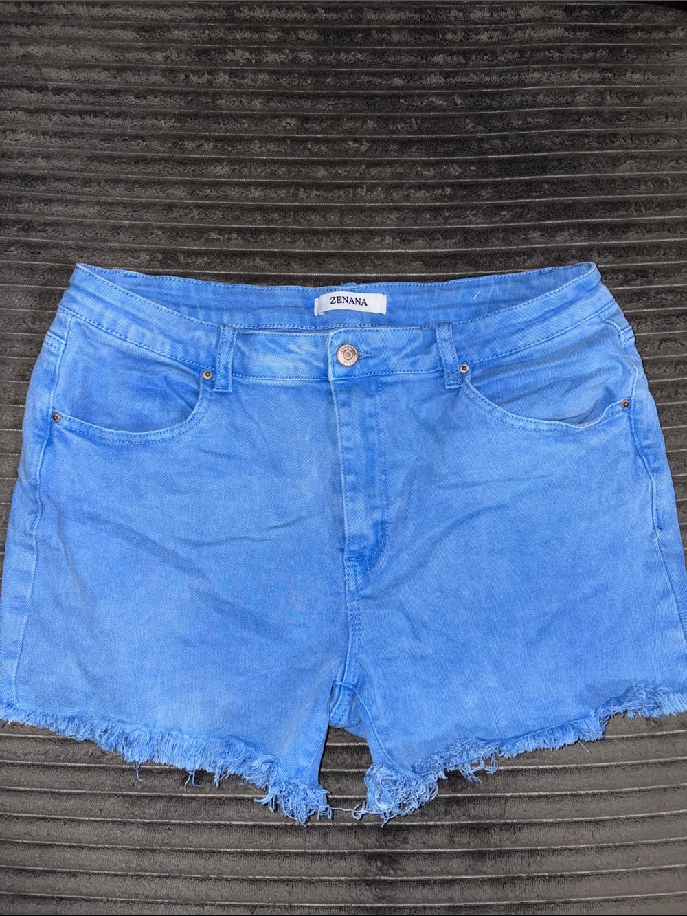 Zenana Outfitters Bright Blue Denim Cutoff Shorts